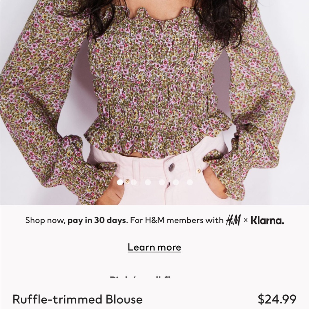 H&M long sleeve ruffle top. Never been worn. SIZE LARGE.